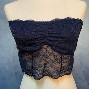 American Eagle Navy Blue Strapless Lace Bandeau